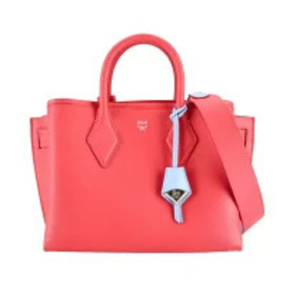 MCM Calfskin Neo Milla Park Tote Bag teaberry red